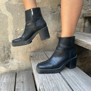 Zara trf square toe black booties